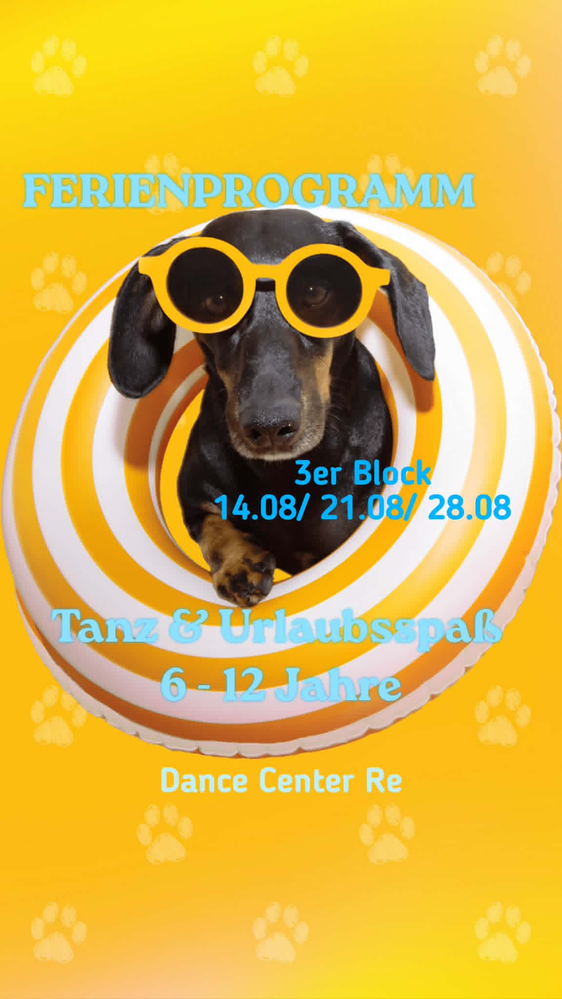 Ferienprogramm  –  TANZ & URLAUBSPAß 6- 12 J.   –   % für Mitglieder